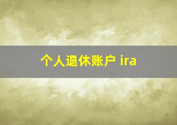 个人退休账户 ira